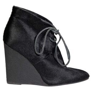 BURBERRY Black Calf Hair Benton Wedge Boots